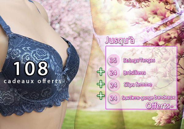 Grossiste lingerie, soutien-gorge, strings, tanga, boxers, bas, collants, leggins, pyjama, etc.
